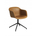 FIBER ARMCHAIR otočná, leather Refine cognac