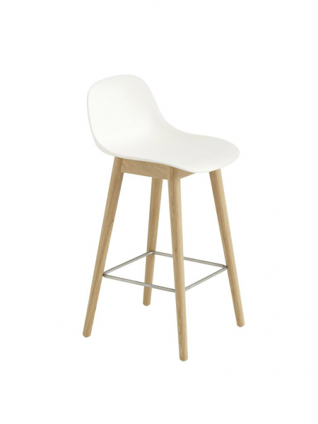 FIBER BAR STOOL s opierkou, drevená podnož