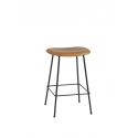 FIBER BAR STOOL, black/leather Refine cognac