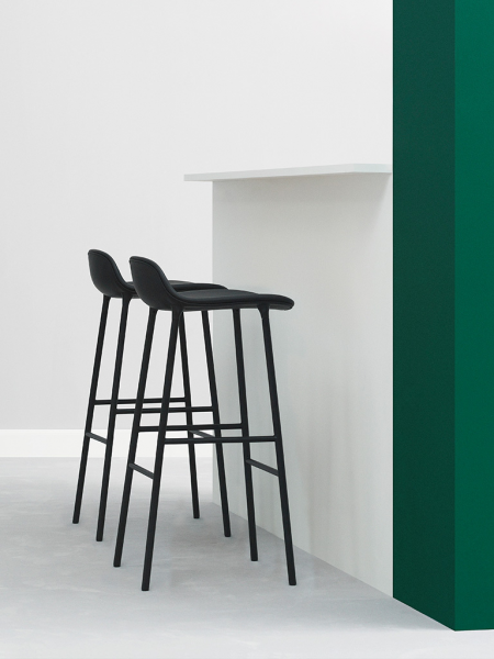 Form Barstool 75cm Steel Full Upholstery - čalúnená barová stolička vysoká