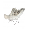 ICELAND MARIPOSA BUTTERFLY kreslo, dlhosrsté, chrome/natural grey