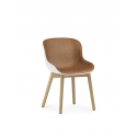 Hyg Chair Wood Front Upholstery, Oak/ White Shell/ Ultra Leather