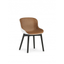 Hyg Chair Wood Front Upholstery, Black Oak/ White Shell/ Ultra Leather