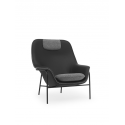 Drape Lounge Chair High w. Headrest Black Steel, Ultra Leather /Hallingdal