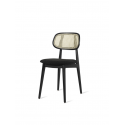 TITUS, Black stained oak, black bouclé seat, cane backrest